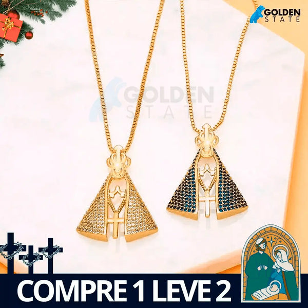 (COMPRE 1 LEVE 2) Colar Nossa Senhora Aparecida - Dupla Face com Manto de Zircônia