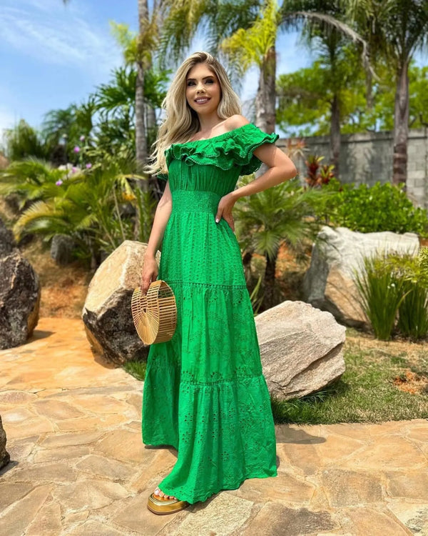 VESTIDO DE LAISE DE ALGODÃO BIANCA - VERDE VERDE