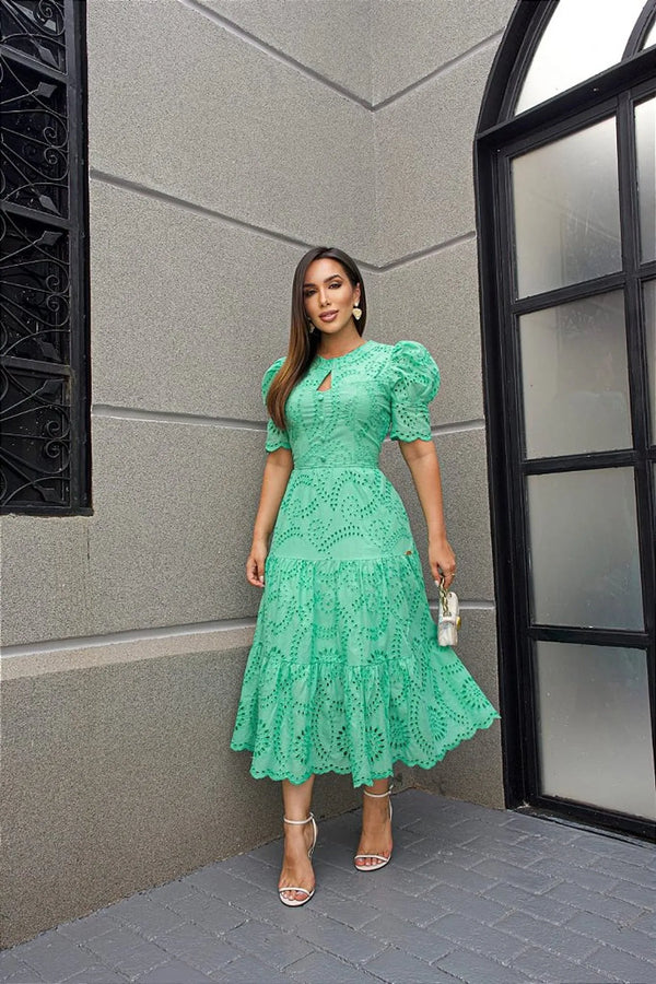 VESTIDO EVA DE LAISE DE ALGODÃO - VERDE MENTA VERDE